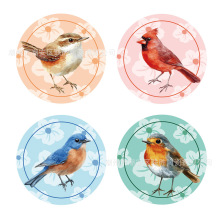 6.7cm手绘水彩小鸟陶瓷冰箱贴厂家批发UV印刷亚马逊跨境欧美装饰