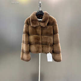 2025秋冬新款 高级时尚 下摆抽绳可调节 进口濑兔毛皮草外套 批发