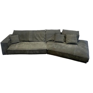 baxter Budapest Sofa Minimalist Large Angle Frosted Cloth Cream Style Leather Down Shaped Sofa