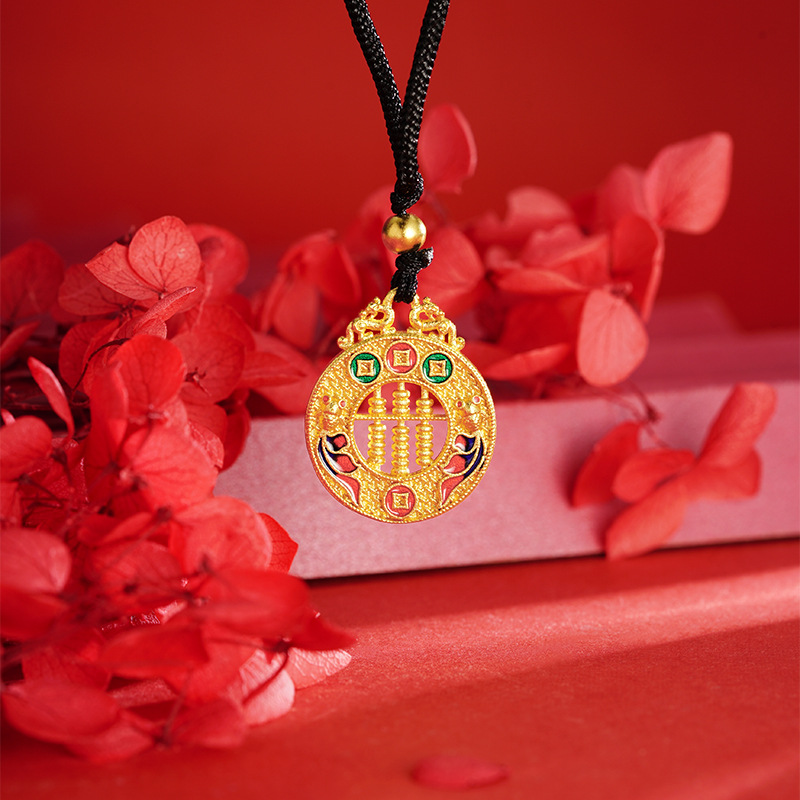 Vietnam Sha Jin Abaco You Long Round Collar estilo chino retro moneda de bronce Yiwu joyería fuente femenina al por mayor