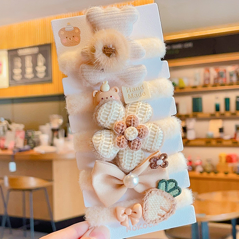 Los niños no lastiman el Pelo elástico banda de goma lindo bebé corbata accesorios para el cabello Niña de dibujos animados de peluche anillo de pelo tocado