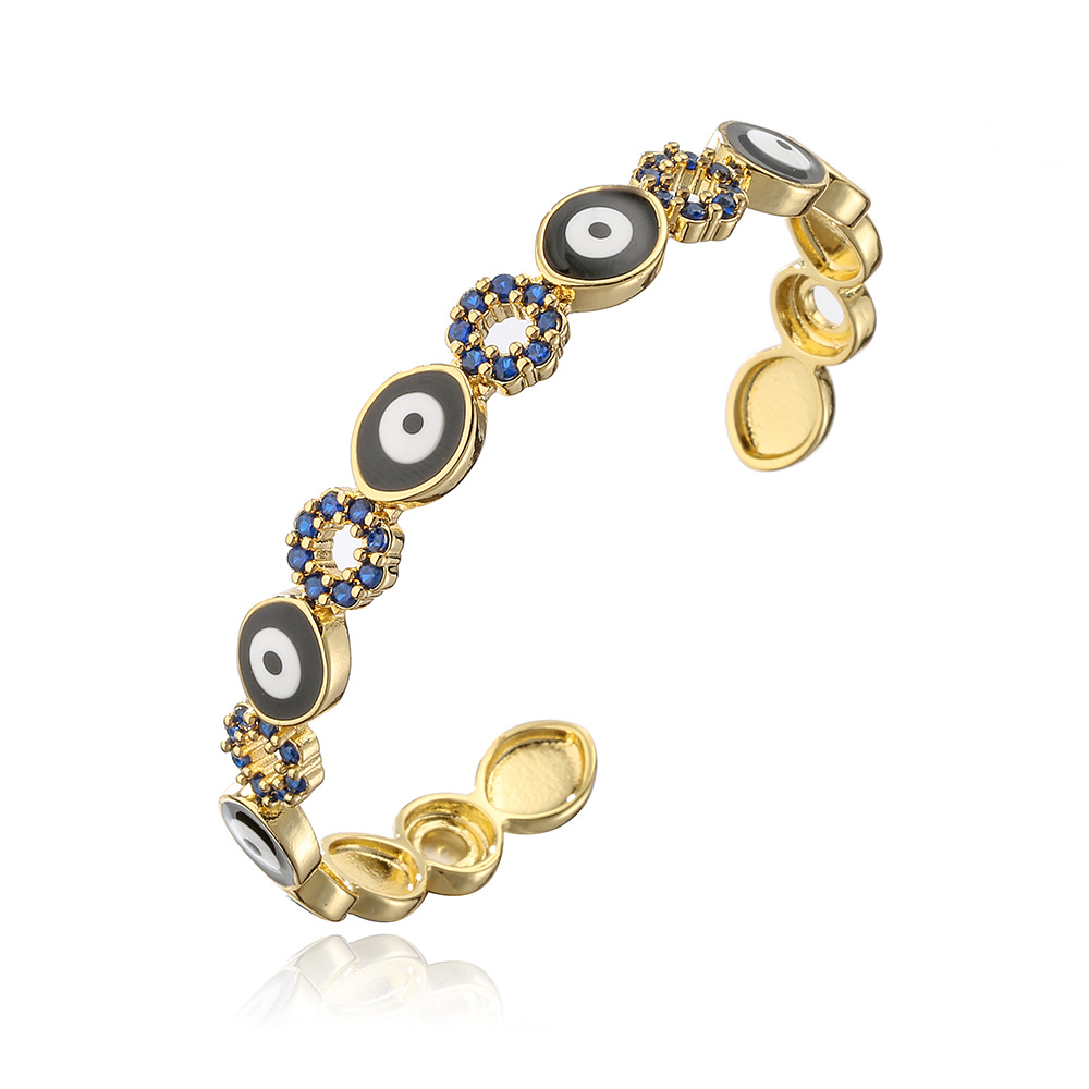 fashion copper inlaid zircon oil drip devilu0027s eye bracelet wholesale