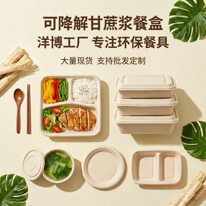 Biodegradable sugarcane paddle lunch box, disposable paper pulp lunch box, salad box, take-out sushi box, low-fat light food lunch box Biodegradable sugarcane paddle lunch box, disposable paper pulp lunch box, salad box, take-out sushi box, low-fat light food lunch box