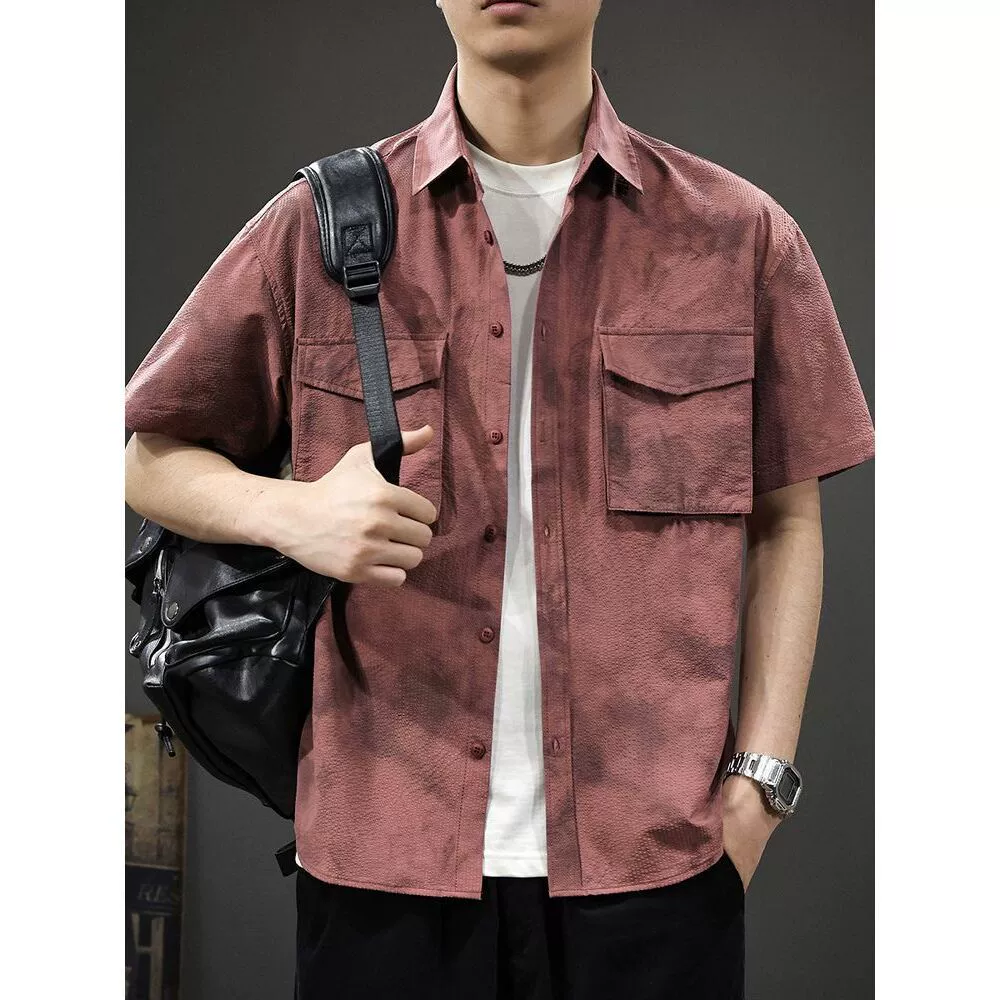 Американский модный бренд, мужская рубашка с короткими рукавами, новинка лета 2025 года, свободная повседневная красивая рубашка с половиной рукавов, модная рабочая куртка