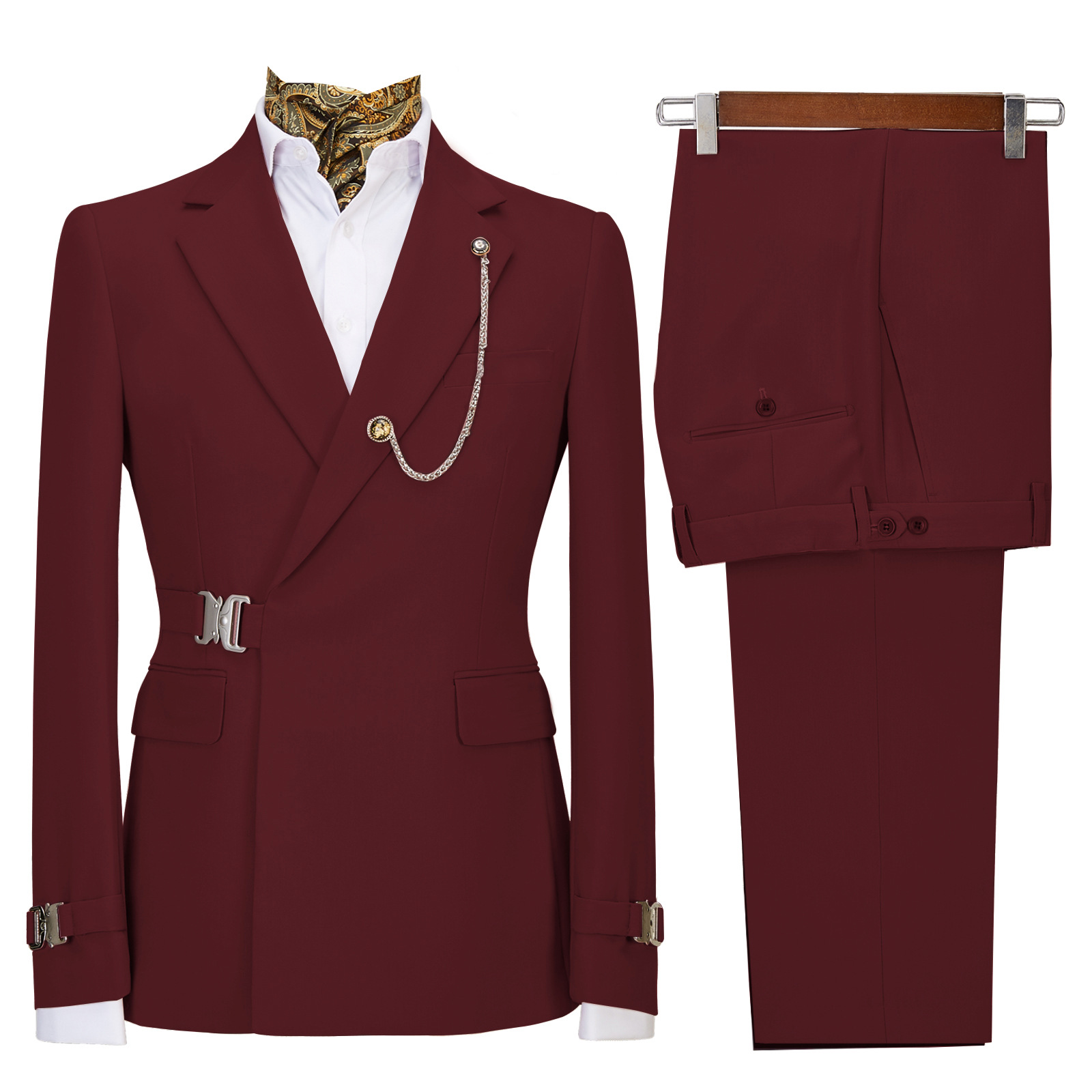 Traje Formal Elegante para Hombre Set de 2 Piezas de Sarga de Poliéster y Viscosa, Botones Metálicos image 11