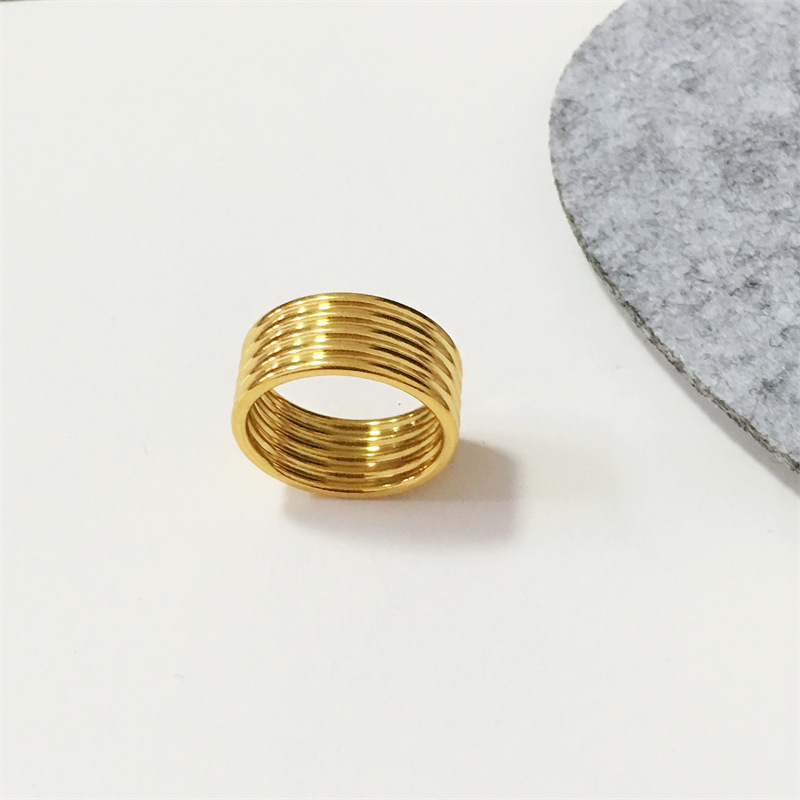 Geometric Pattern Titanium Steel Simple Style Geometric Rings