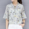 Shiffon summer long-sleeve, shirt, shiffon with print, Korean style, loose fit, long sleeve