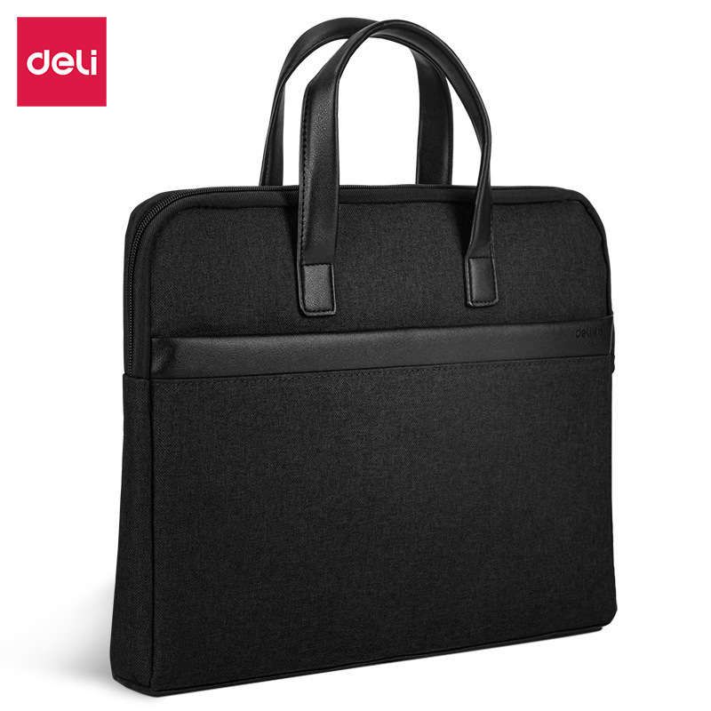 Deli 63751 Briefcase Office Handbag Large Capacity Document Bag Information Bag Conference Bag Simple Computer Bag
