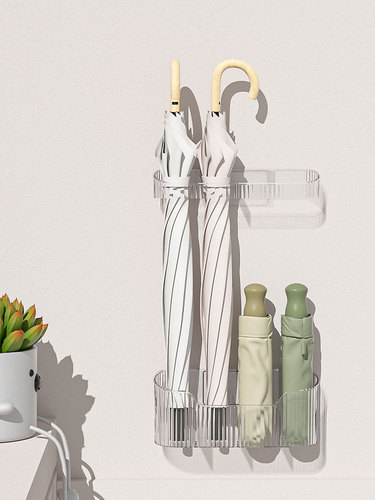 Wholesale umbrella stand for home entrance wall-mounted without drilling transparent Japanese style apartment long and short umbrella storage rack universal placement