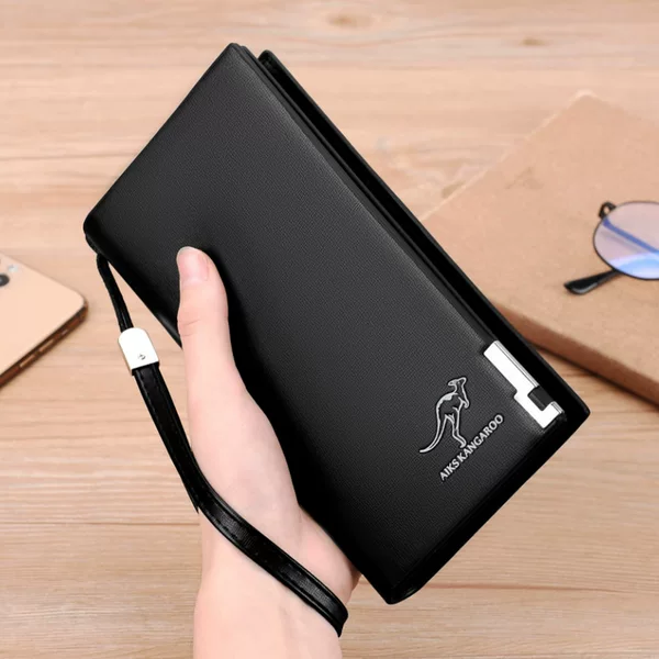 Anti-Degaussing Rfid Protected Clutch Men's Wallet Aiks Kangaroo Magnetic Buckle Version Wallet