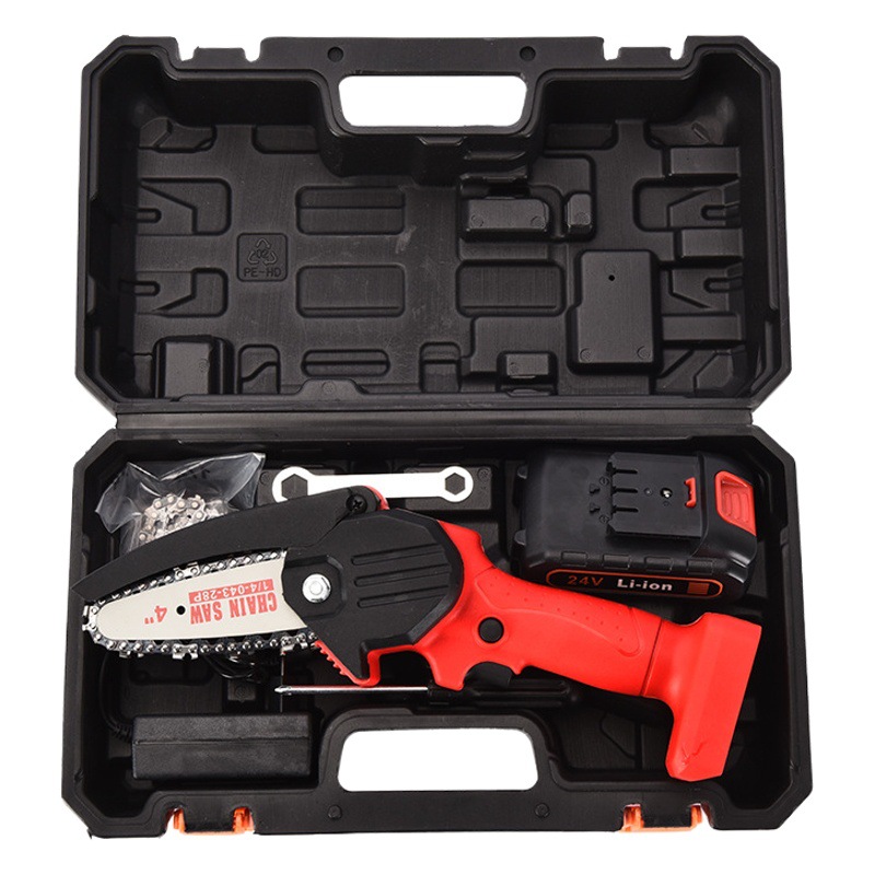 Mini sierra de cadena eléctrica recargable pequeña sierra eléctrica para trabajar la madera sierra eléctrica de una sola mano sierra de mano de una sola mano Sierra de poda eléctrica de litio