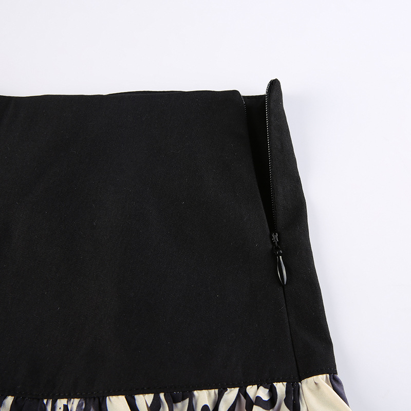 Lace Print Slim High Waist Taping Multi-Layer Puffy Skirt NSSSN113863