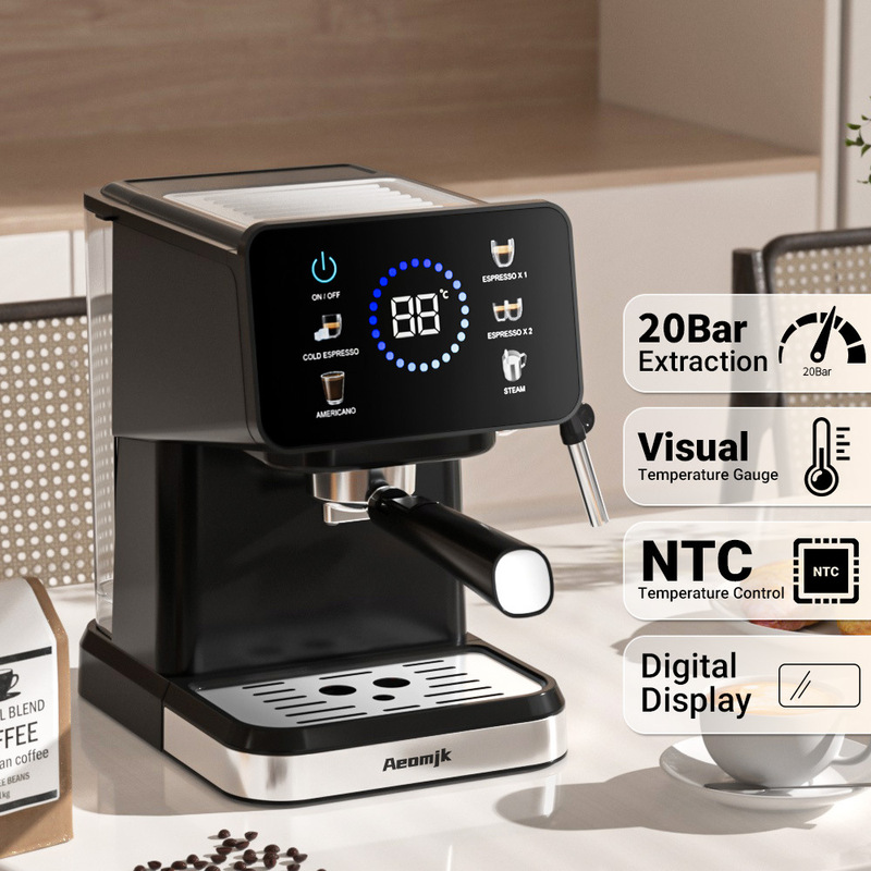 Factory direct supply of the Aeomjk extraction milk frother semi-automatic coffee machine, multi-voltage 110-220V, for cross-border home appliance sales Factory direct supply of the Aeomjk extraction milk frother semi-automatic coffee machine, multi-voltage 110-220V, for cross-border home appliance sales