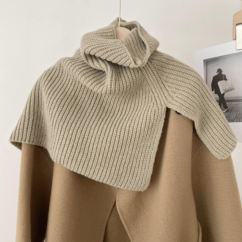 Otoño y invierno coreano de color sólido abrigado chaqueta caliente turban de cuello alto suéter de bifurcación abrigado chaleco de lana de punto chaqueta