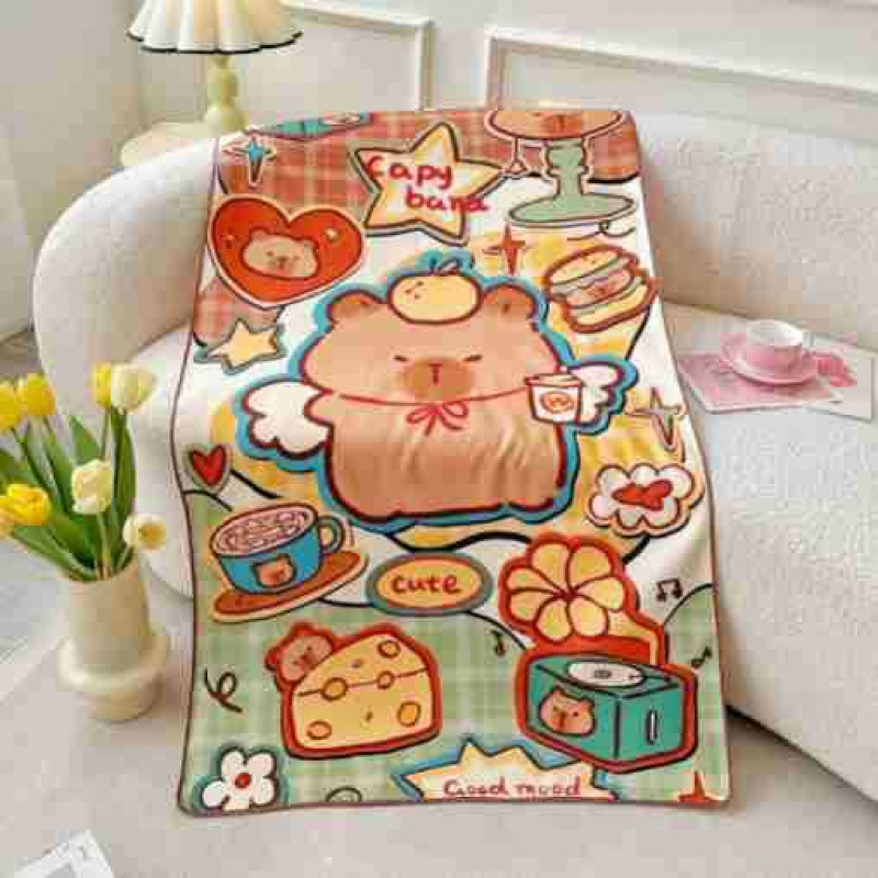 2025 New Cross-Border Capibala Beach Towel Absorbent Quick-Drying Beach Bath Towel Microfiber Cartoon Swimming Towel