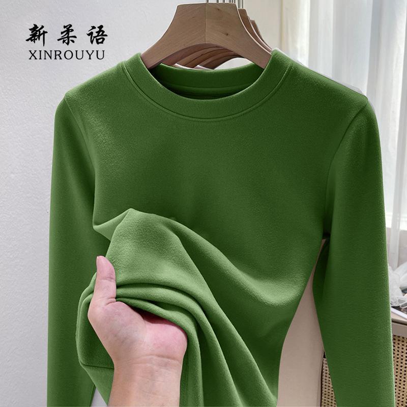 秋の新型の婦人服の徳絨糸の保温の長袖のtシャツの韓国版は身を修めてやせています。|undefined
