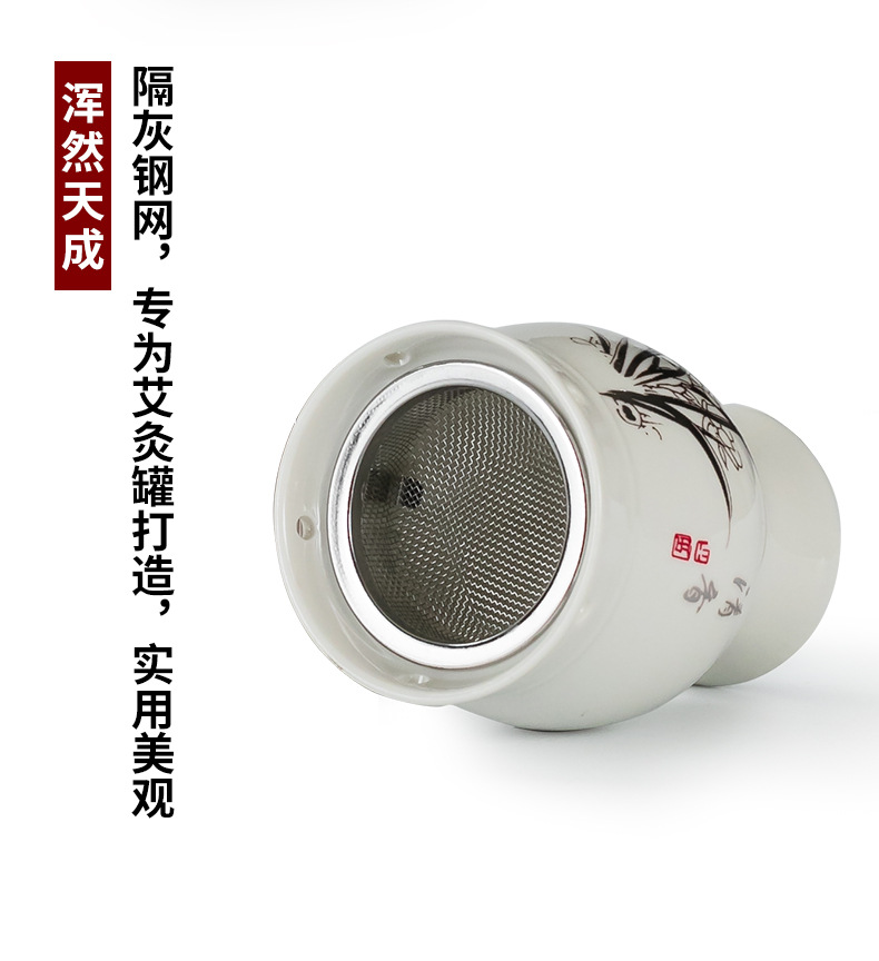 Ceramic Moxibustion Jar with Double Layer Heat Protection 4 in 1 Gua Sha Cup Massage Warmer for Home Use in use