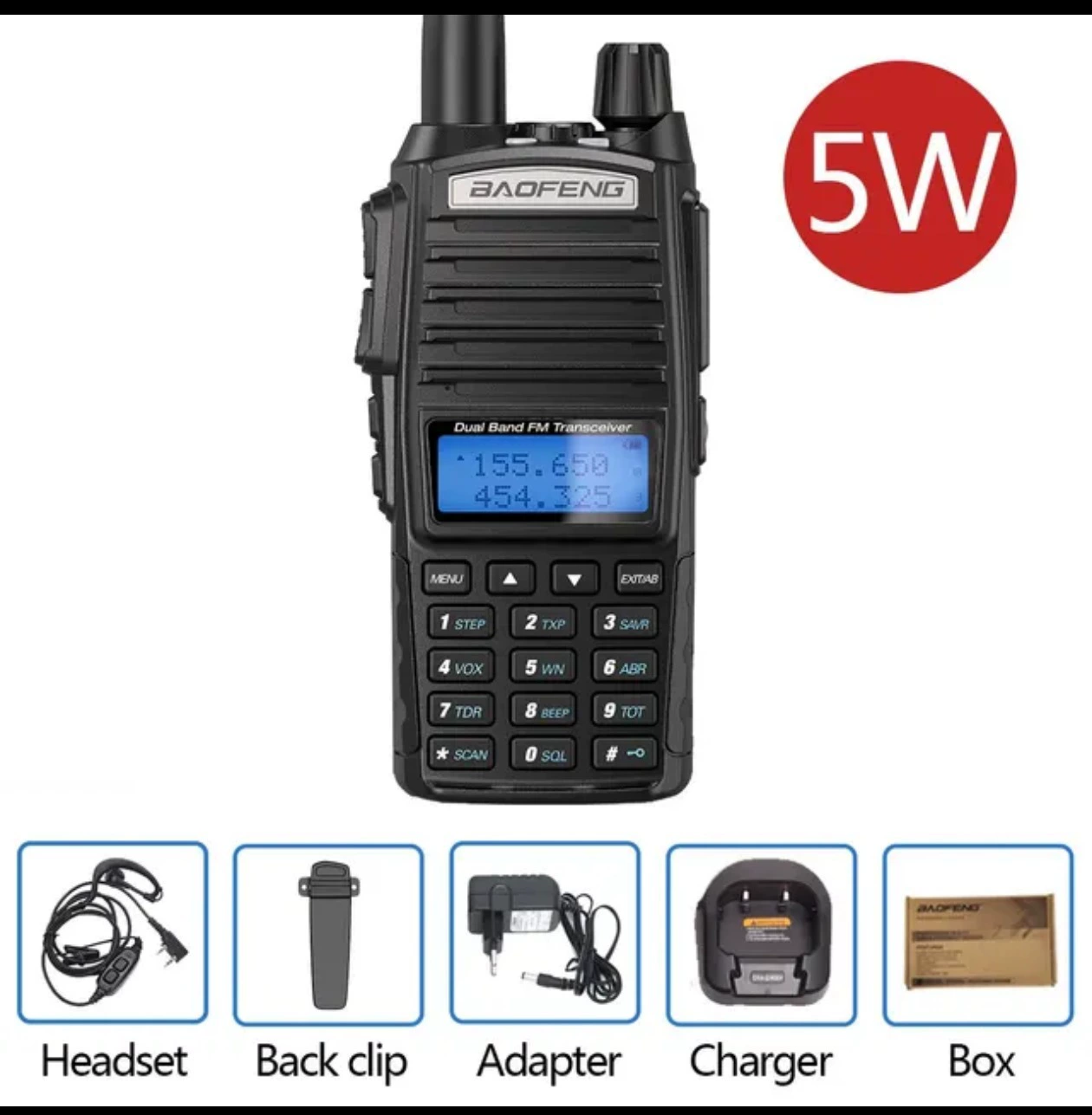 Портативная рация Baofeng UV-82, двухдиапазонная 5W/8W, двойной PTT, варианты длинной батареи