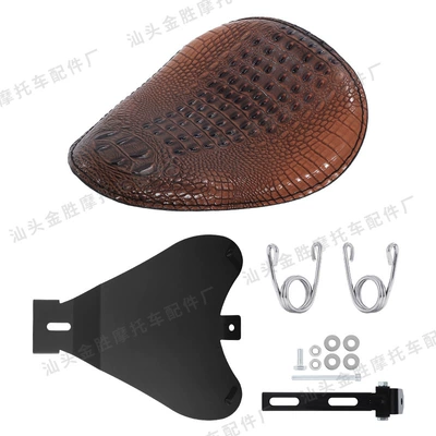 Iron Horse 400 Retro Motorcycle | Motorcycle cushion - crocodile-leather-brown-seat-cushion-v-shaped-spring-plating-bracket