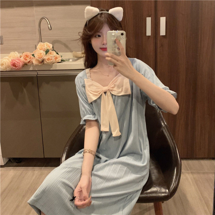 Transmisión en vivo el comercio exterior 2023 verano princesa estilo camisón dulce linda chica corazón manga corta hogar desgaste celebridad en línea se puede usar fuera