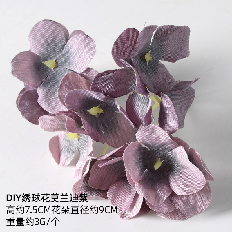 Simulación de flores falsas flores púrpura estilo Monet material DIY para la boda flor de broche flor flor flor flor de decoración diseño de guirnaldas