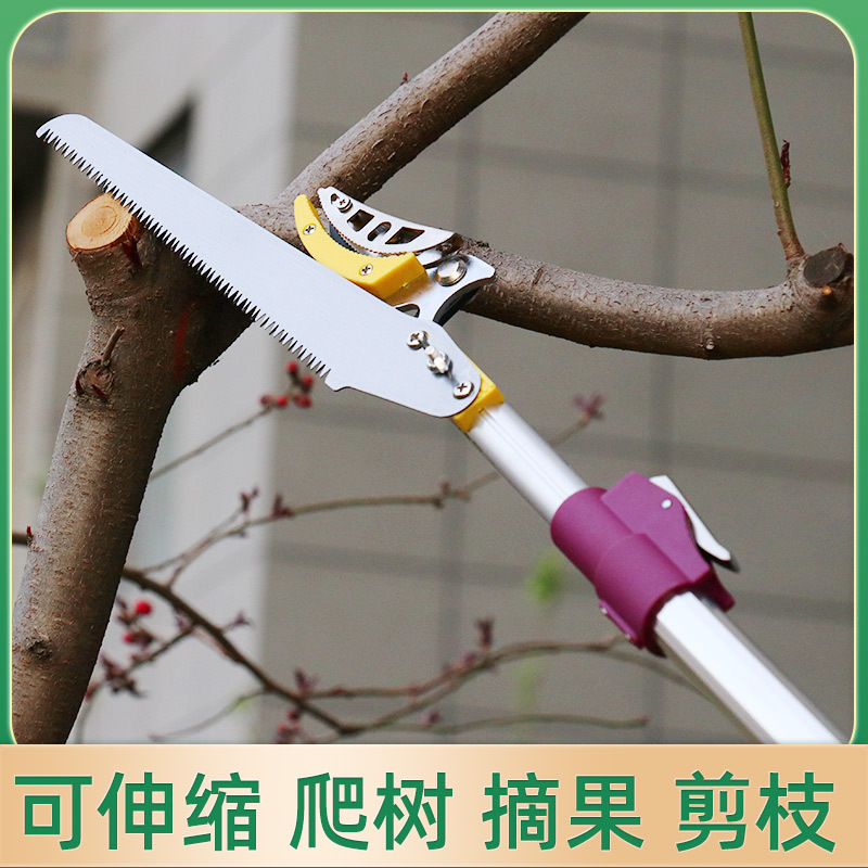 Fábrica al por mayor de aleación de aluminio tijeras de rama alta tijeras de recolección de frutas tijeras de podar aérea Sierra de poda varilla telescópica tijeras de recolección de frutas