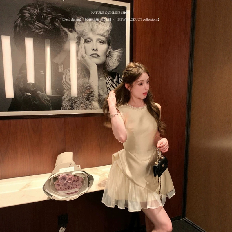 Yang xiaojuan miu daughter pearl collar irregular design waist dress skirt tutu skirt dress