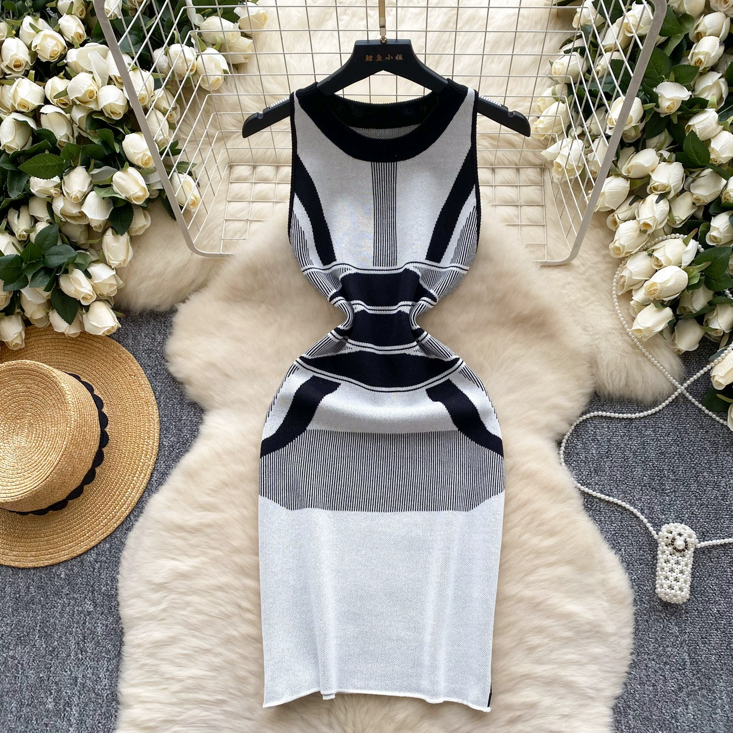 Трикотажное платье французского высокого темперамента