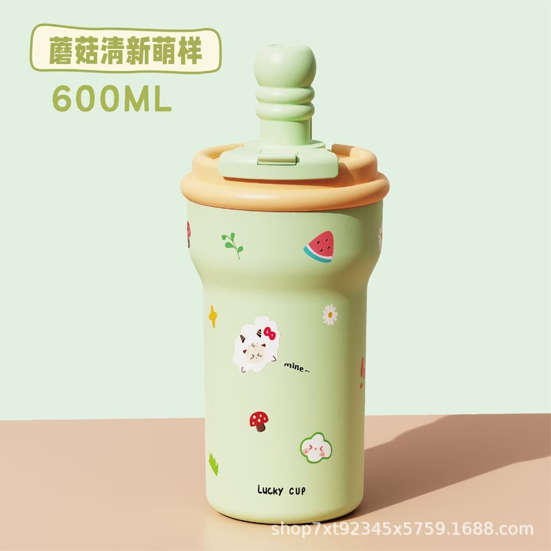 新款高颜值保温杯316不锈钢茶水分离双饮咖啡杯陶瓷内胆可爱水杯|undefined