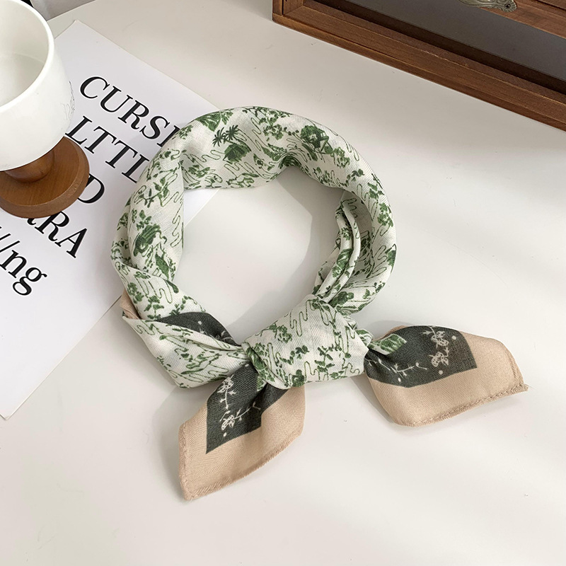 Buñuelo de seda cuadrado de alta sensación 2025 nuevo buñuelo de seda de impresión de algodón universal buñuelo de pelo de cuello buñuelo buñuelo