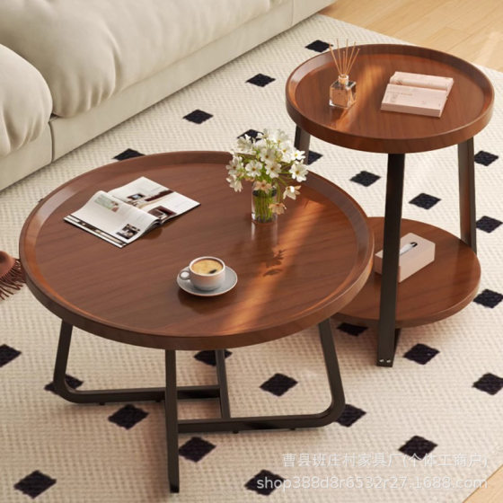 Retro Light Luxury Four-leaf Clover Table Mobile Side Table Fit Bedroom Living Room Multi-functional Home Creative Leisure Small Round Table