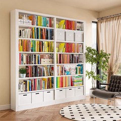 家用鋼製書架落地書櫃兒童書籍架圖書館書房鐵藝現代簡約置物架子