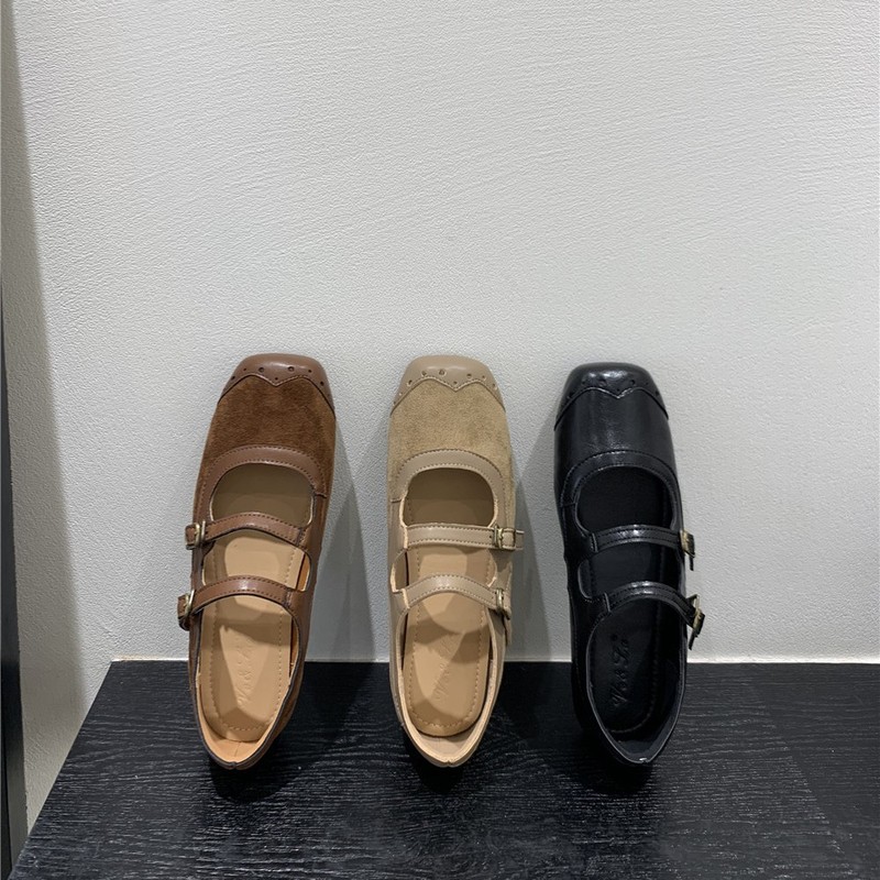 韩版小众设计平底玛丽珍鞋小皮鞋秋冬款法式复古双扣单鞋女鞋子|undefined