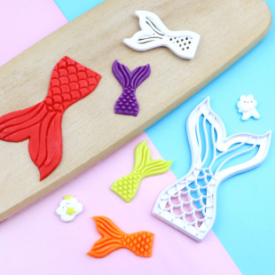Size 2 piece set fishtail press type biscuit mould cake mould baking baking tool suit plastic