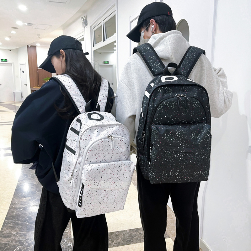 满天星硅胶立体标双肩包男女学生包旅行背包运动书包高中学生书包|undefined