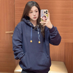 2025早秋新款原标驴家小红书网红款徽标口袋长袖连帽卫衣男女
