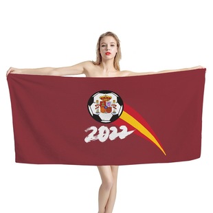 2022 Football World Cup Spain Flag Printing Big Towel International Station Independent Station Hot Selling Bath Towel Wholesale