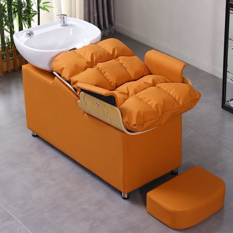 Cama de champú de celebridades de Internet, peluquería de alta gama, cama de champú semi-reclinada, peluquería, peluquería, cama de champú de lavado de cerámica especial