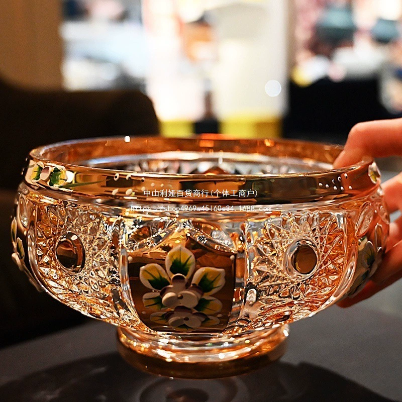 Чешская ремесленная эмалевая цветочная хрустальная стеклянная фруктовая тарелка ковша ваза с сахаром