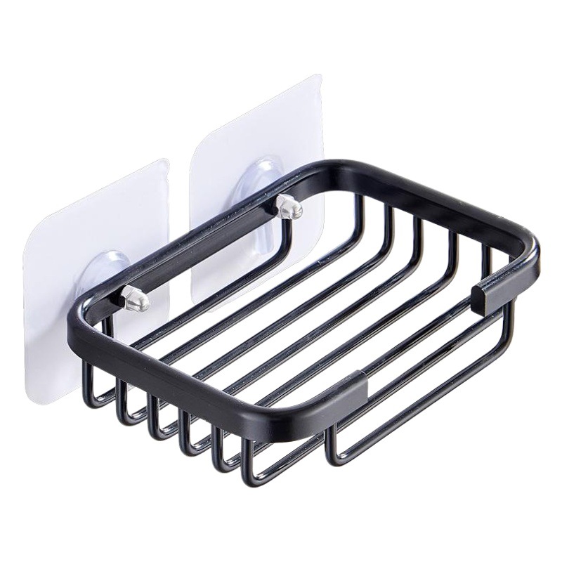 Punch-free Soap Box Space Aluminum Black Toilet Drain Wall-mounted Bathroom Soap Net Soap Dish Basket Soap Holder