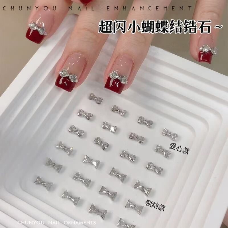 New Nail Art Zircon Bow Super Flash Mini Bow Tie Love Bow Tie Love Bow Tie Explosive Nail Decoration