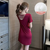 Sternum summer modal lady Short sleeved Nightdress girl Siamese skirt Home Furnishings Drain back sexy Solid Nightdress