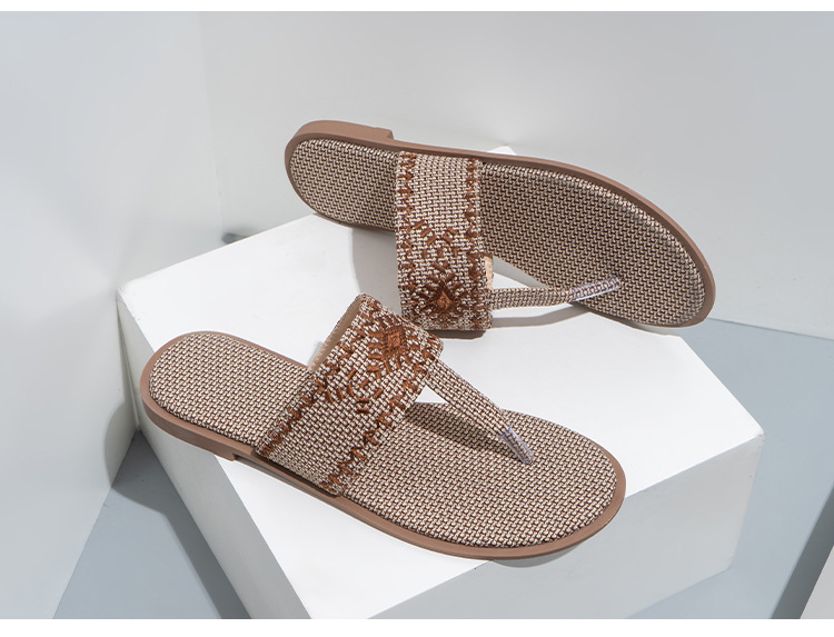Cfxxy-149 žabky zahraničního obchodu, módní výšivky, pantofle, dámské pantofle, plážové lněné sandály, dámské boty_voghion.com