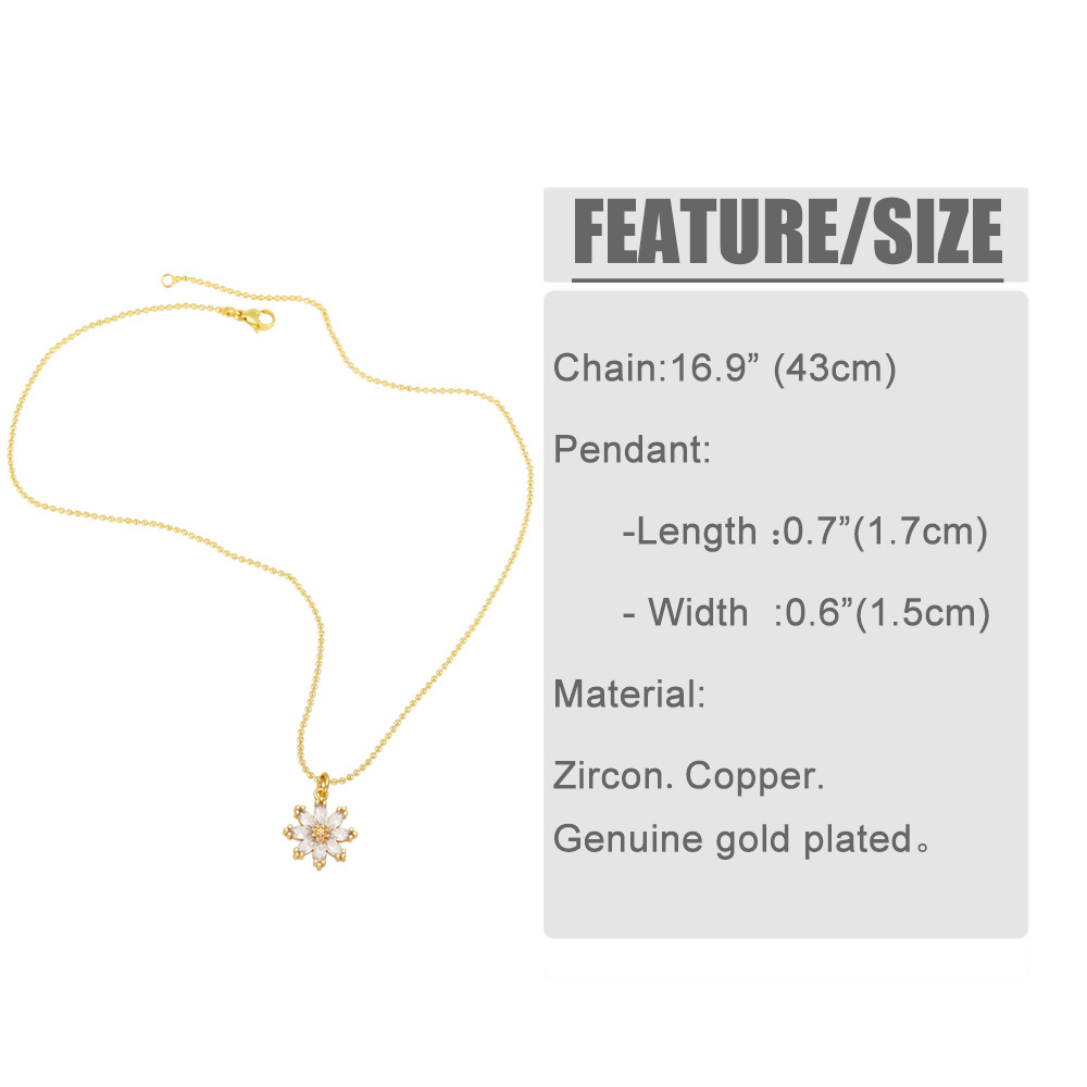Simple Style Flower Copper Necklace Zircon Copper Necklaces