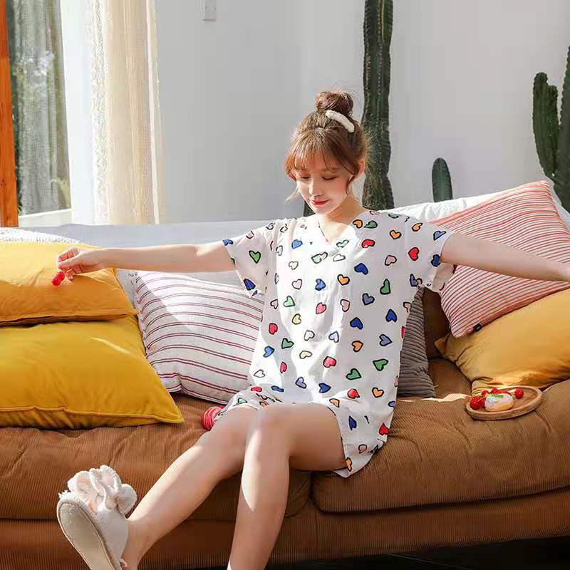 2025 Summer Cute and Plaid Cotton Silk Short Pajamas for Women Internet Celebrity Printed Suit Home Clothes Fresh Short Sleeves