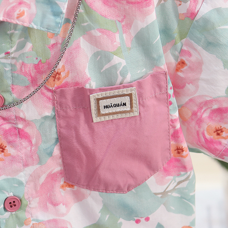 7848 Camisa de manga corta para niños 2024 nuevos tops de calle fritos guapos para niños ropa de verano para bebés camisa de flores para niños marea