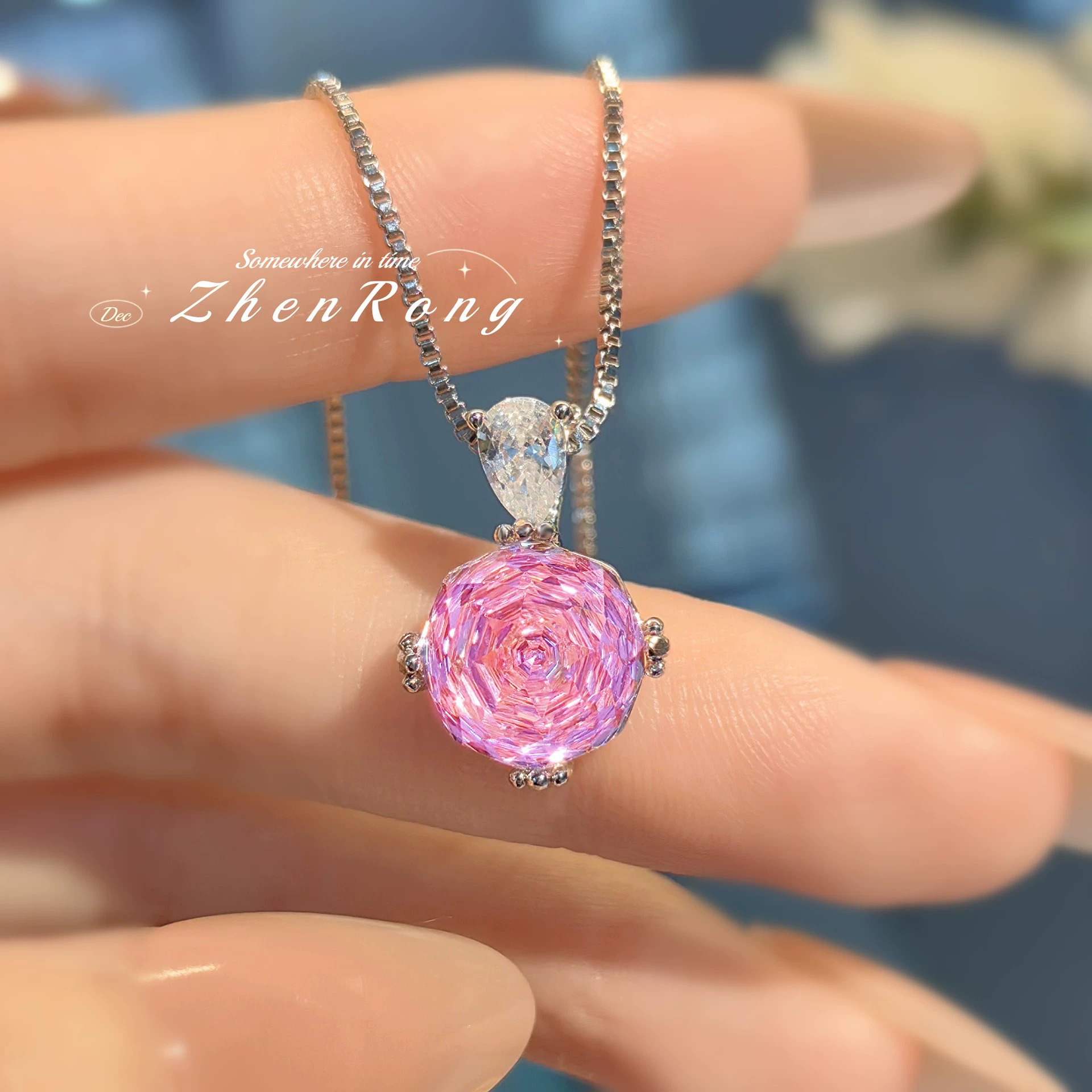Октогональная Millennium Rose Cherbarabba ожерелье подвеска инкрустированная углеродистый алмаз яркие драгоценности цветные алмазы розы розы