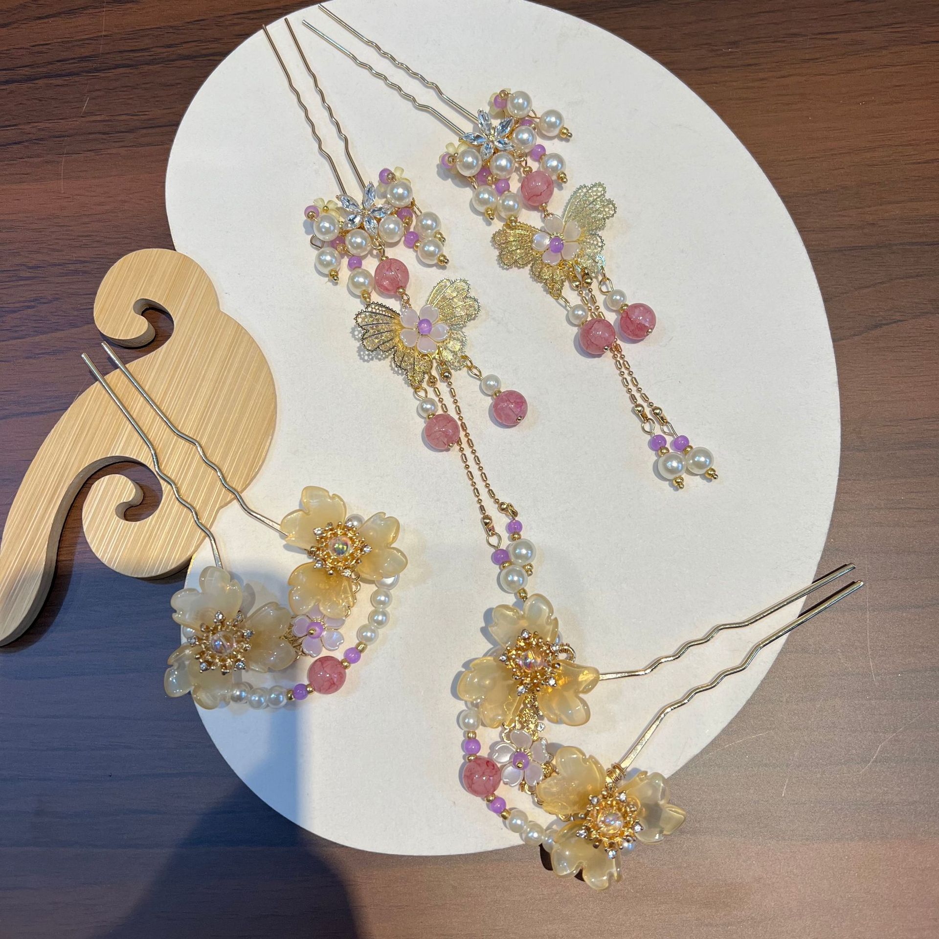 甜美古风汉服流苏发钗发簪发钗仙气配饰步摇琉璃发饰中式汉服头饰