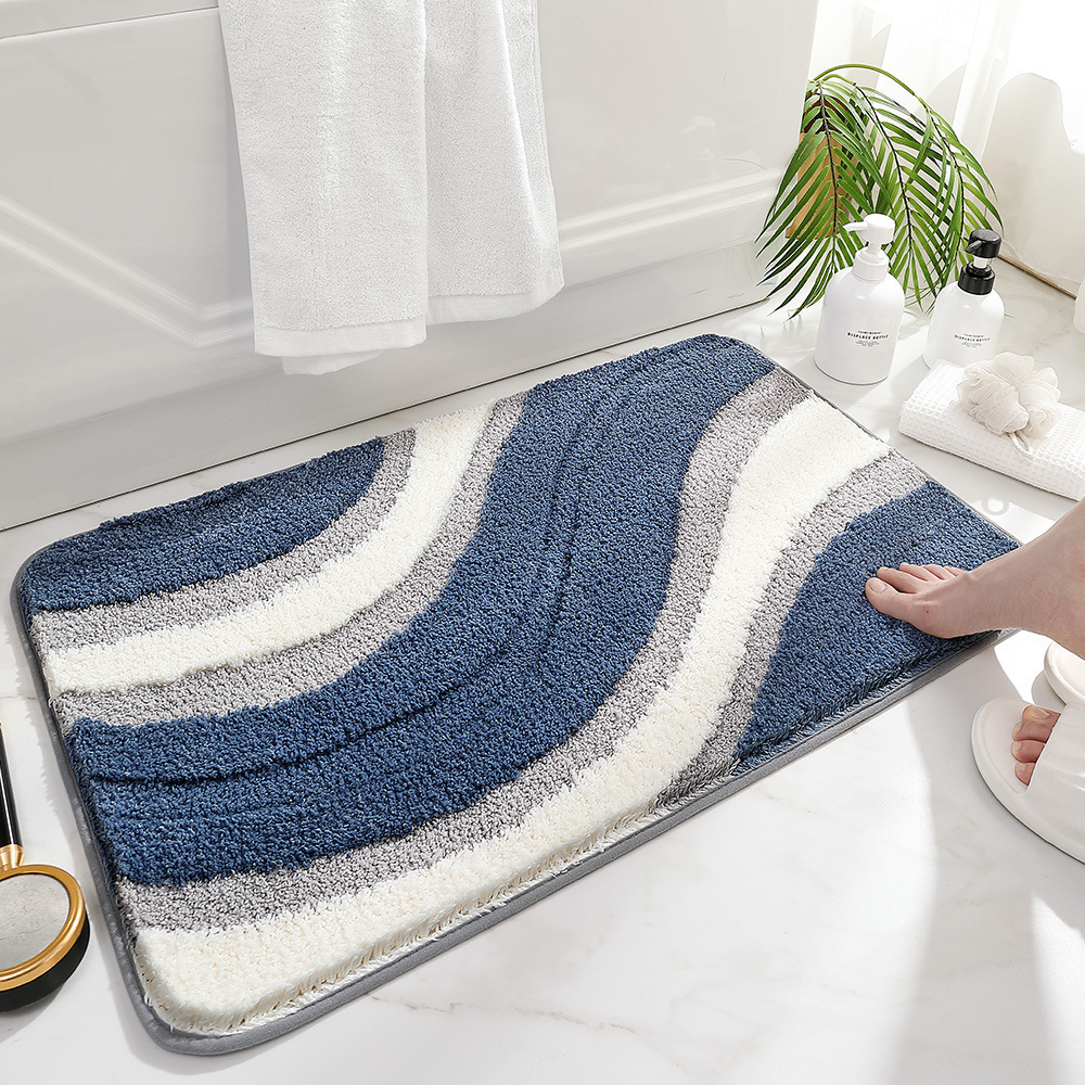 Cross-Border Hot-Selling Imitation Cashmere Bathroom Floor Mats, Water-Absorbent and Non-Slip Household Thickened Foot Mats, Bathroom Entrance Door Mats