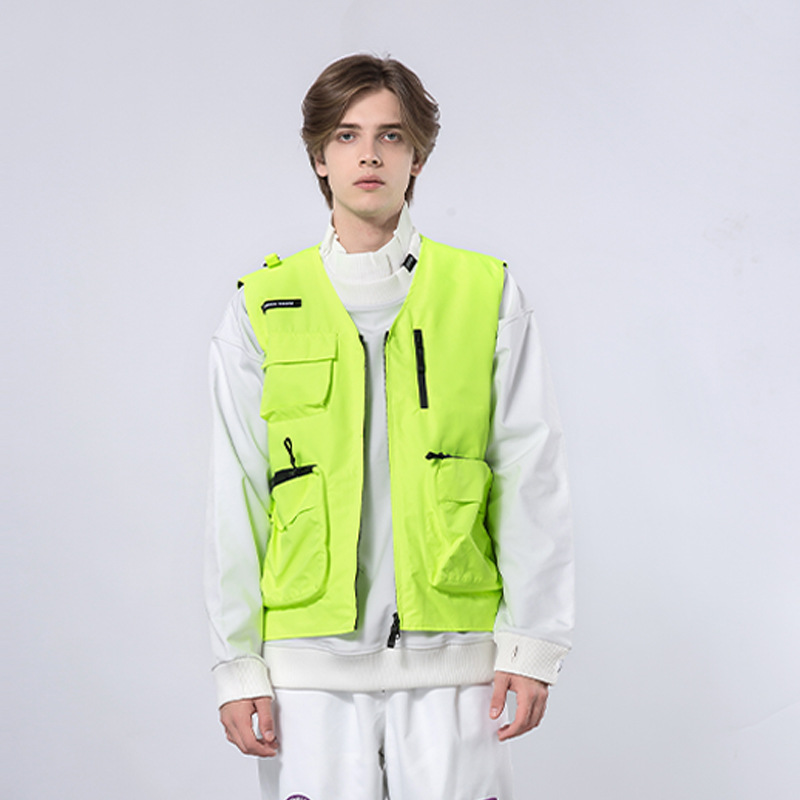 2023新潮滑雪服男女同款户外单板滑雪马甲黑白格外套上衣卫衣外搭